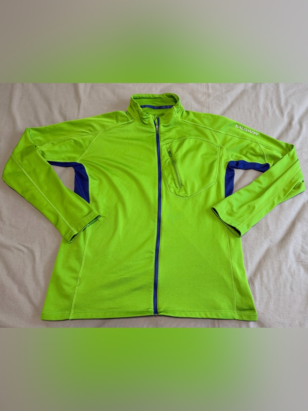 Salomon Womens Light Full Zip Track Jacket Neon Green Soft Shell Running XL